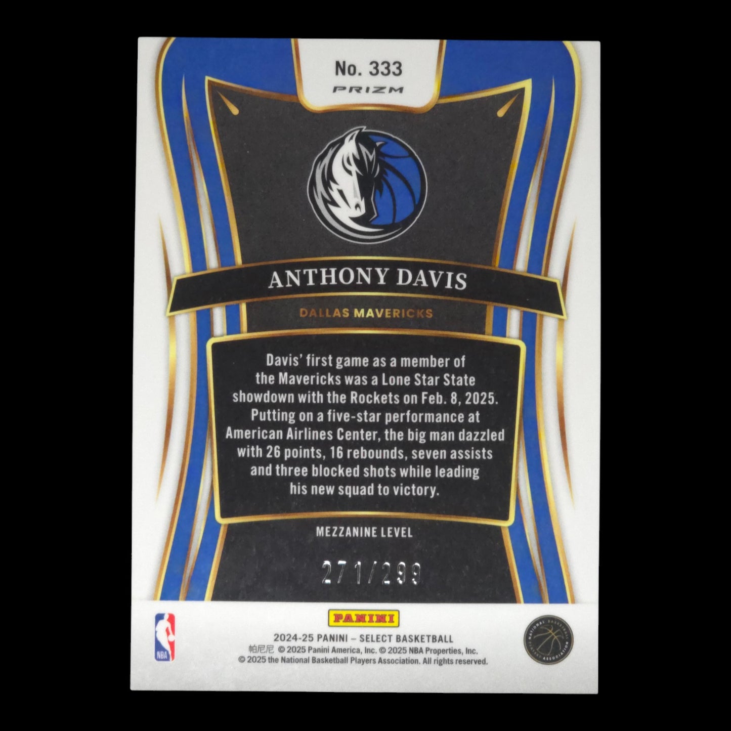 2024-25 ANTHONY DAVIS Red Flash 271/299 Select #333