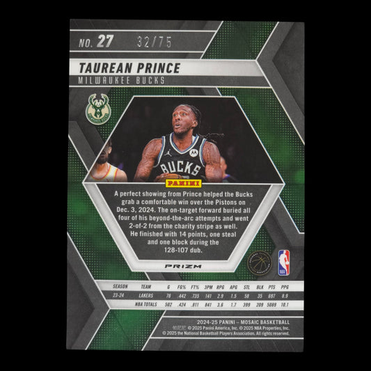 2024-25 TAUREAN PRINCE Red & Yellow Mosaic Choice Fusion 32/75 Bucks #27