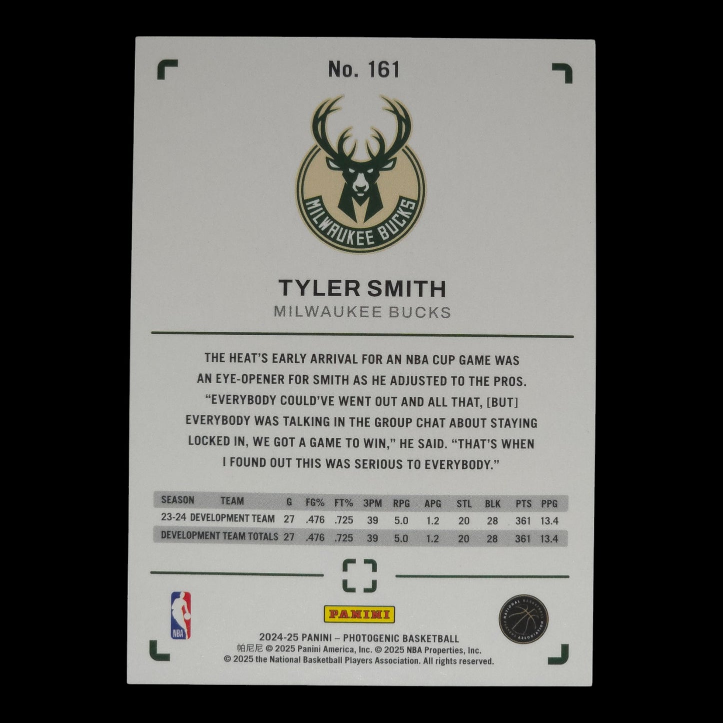2024-25 TYLER SMITH Stardust 16/65 Photogenic Bucks #161