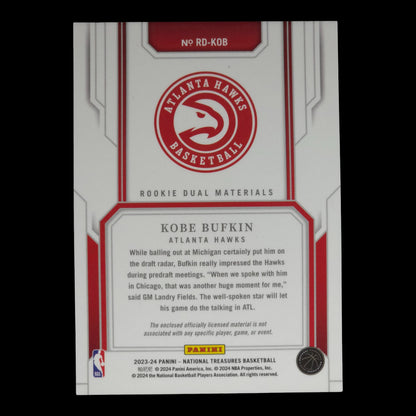 2023-24 KOBE BUFFKIN Rookie Dual Materials 73/99 National Treasures RD-KOB