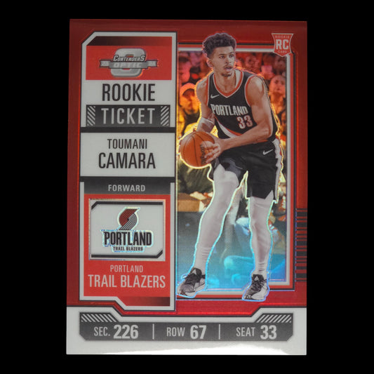 2023-24 TOUMANI CAMARA Rookie Ticket Red Contenders Blazers #22
