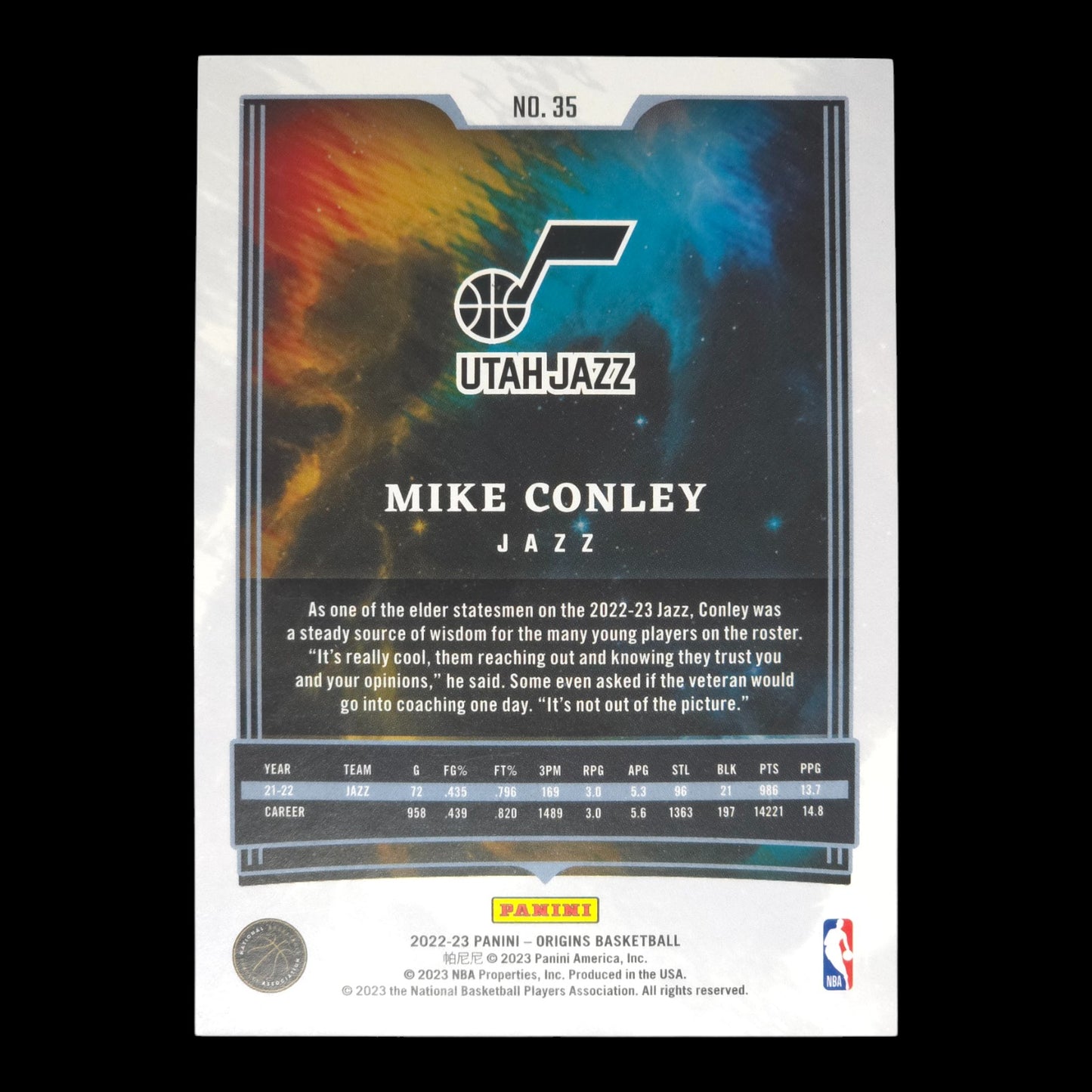 2022-23 MIKE CONLEY Purple 50/60 Origins Jazz #35