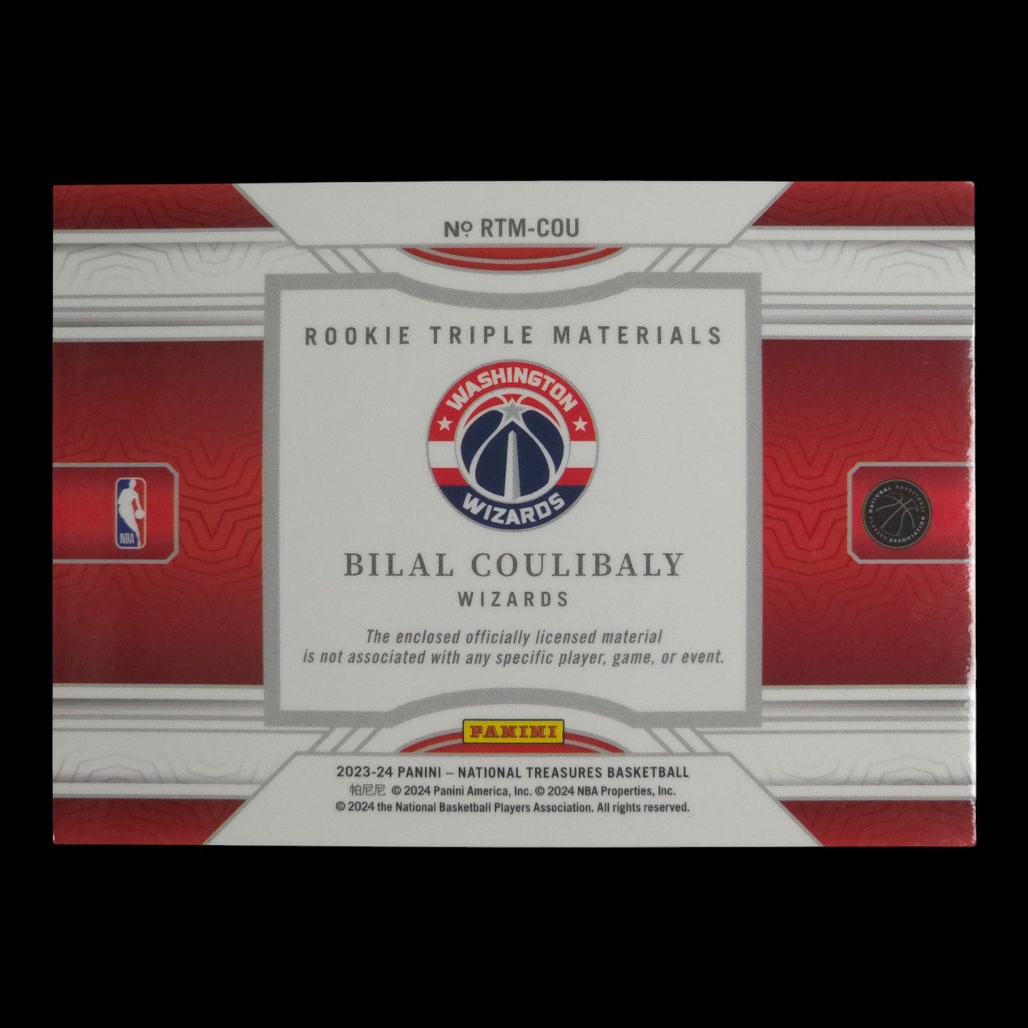2023-24 BILAL COULIBALY Rookie Triple Materials 12/99 National Treasures