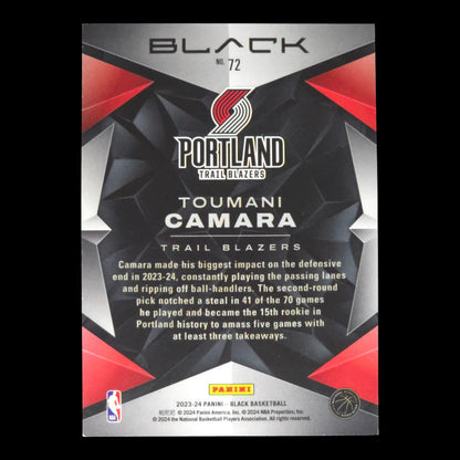2023-24 TOUMANI CAMARA 26/75 Panini Black Blazers #72