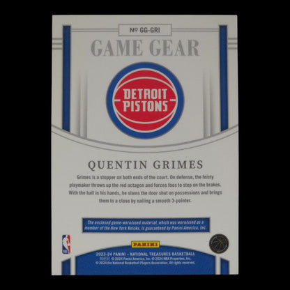 2023-24 QUENTINE GRIMES Game Gear 52/99 National Treasures GG-GRI