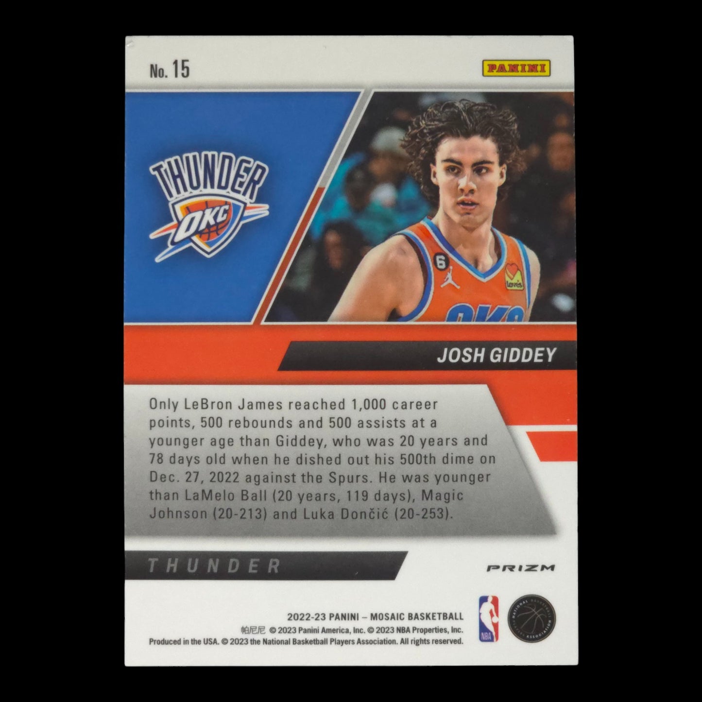 2022-23 JOSH GIDDEY Stare Masters Silvers Mosaic OKC #15