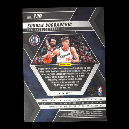 2023-24 BOGDAN BOGDANOVIC Blue Reactive Mosaic Clippers #138