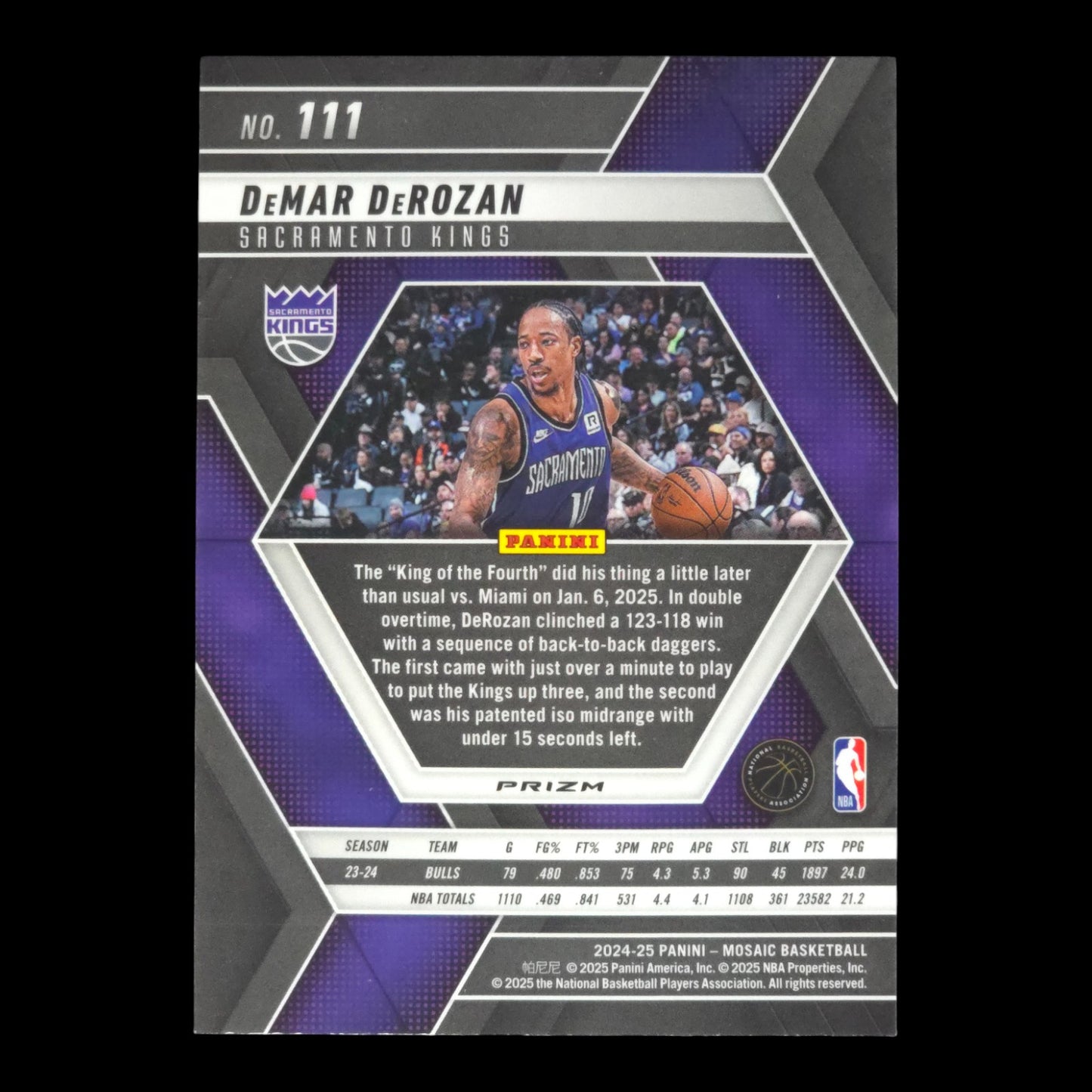 2023-24 DEMAR DEROZAN Blue Reactive Mosaic KINGS #111