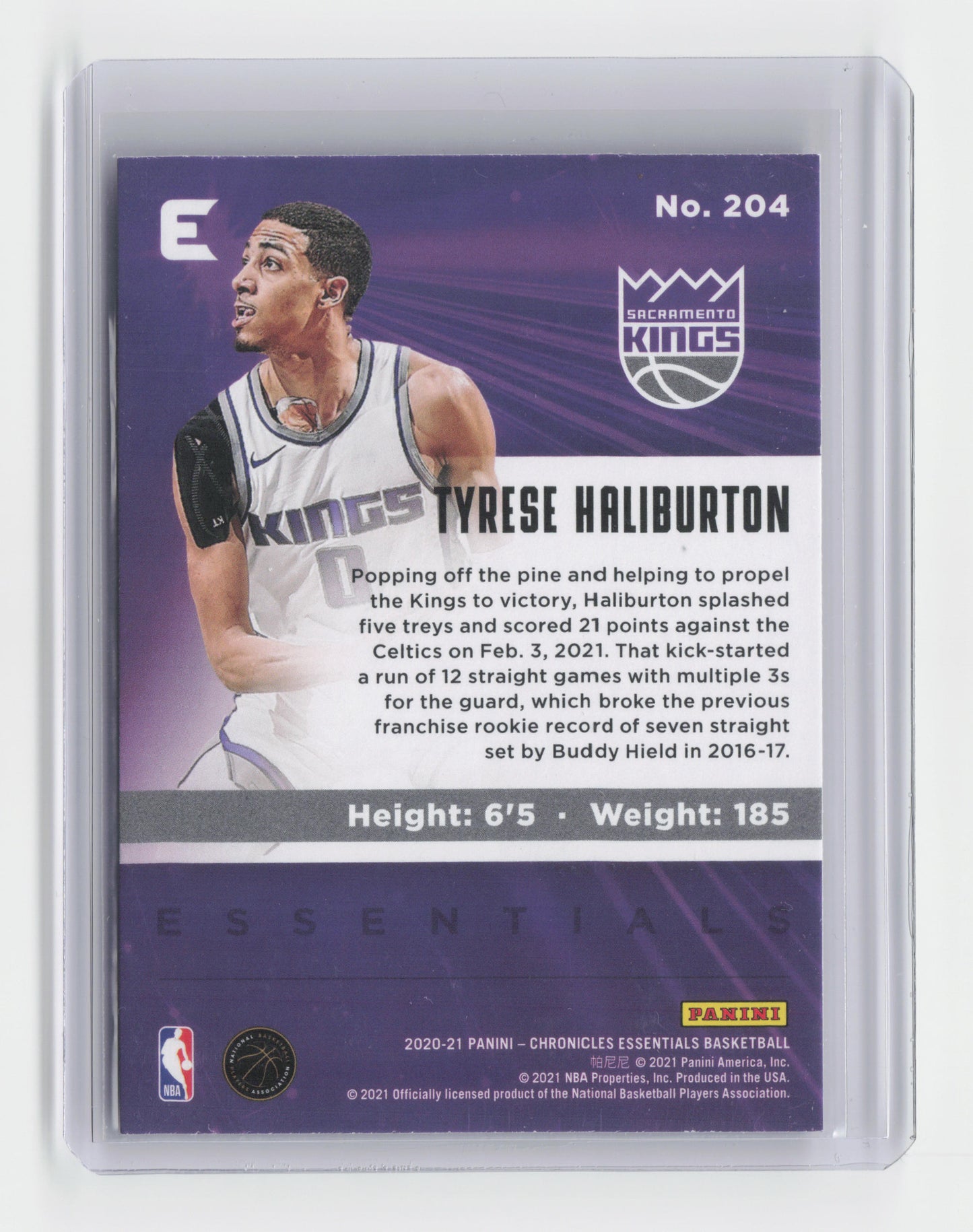 2020-21 TYRESE HALIBURTON - Rookie Base - Chronicles - Kings #204