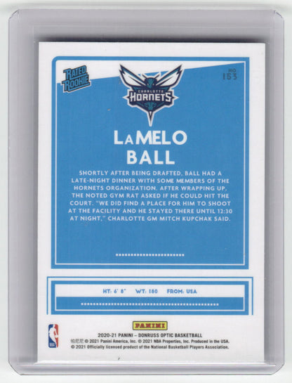 2020-21 LAMELO BALL Rated Rookie Optic Hornets #153