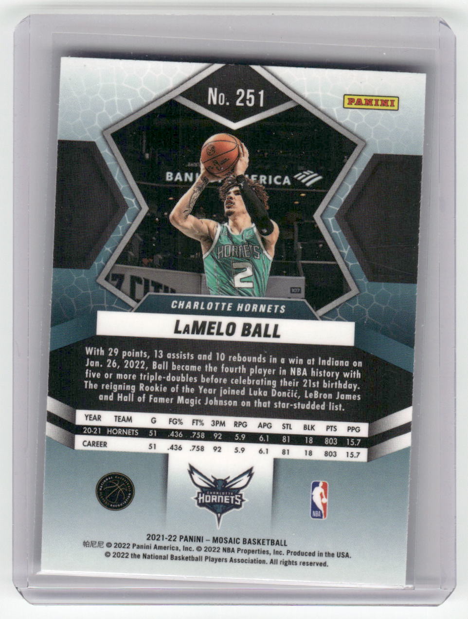 2021-22 LAMELO BALL National Pride Mosaic Hornets #251