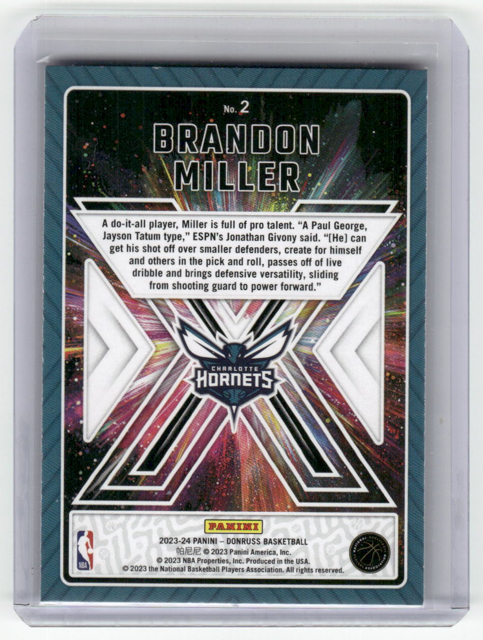 2023-24 BRANDON MILLER Great Expectations Hoops Hornets #2