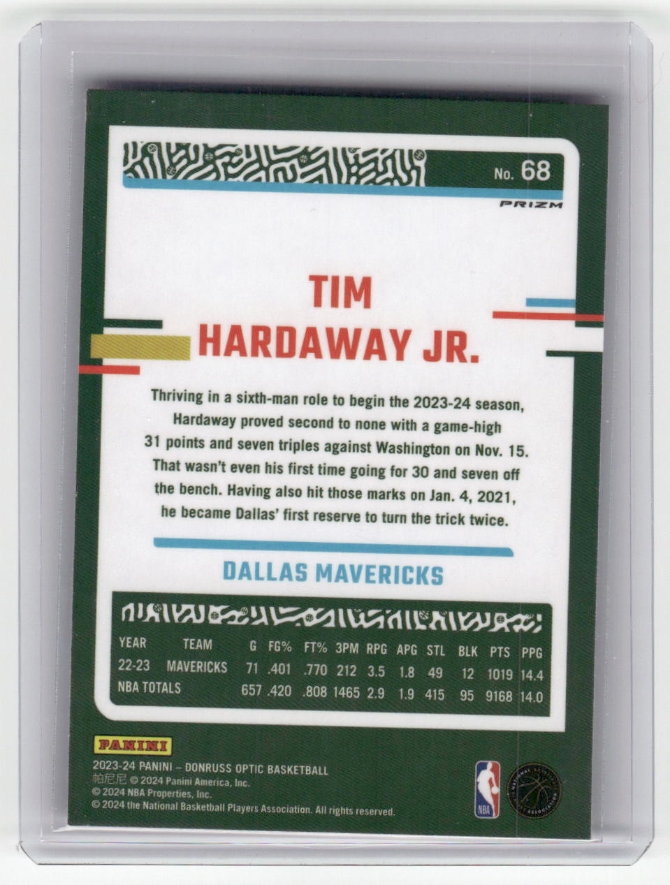 2023-24 TIM HARDAWAY JR. Red Variation Optic Int Mavericks #68