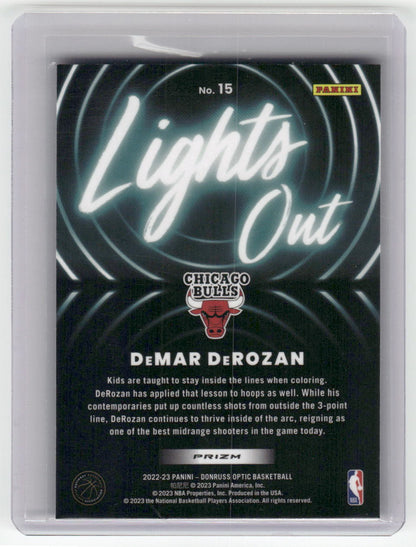 2022-23 DeMAR DeROZAN Lights Out Fast Break Insert Optic Bulls #15