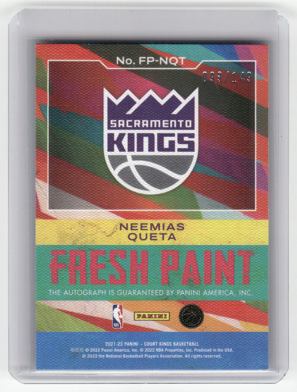2021-22 NEEMIAS QUETA Fresh Paint Auto 99/149 Kings FP-NQT