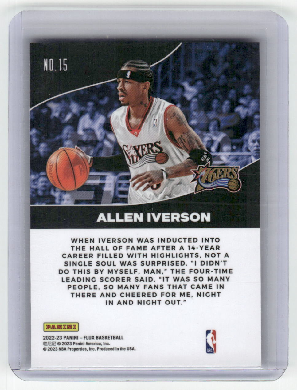 2022-23 ALLEN IVERSON Fluid Insert Flux 76ers #15