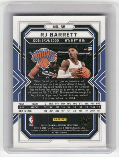 2021-22 RJ BARRETT Obsidian Base New York Knicks #65