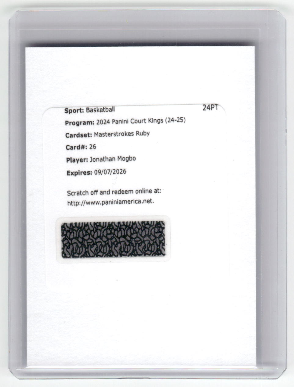 2024-25 JONATHAN MOGBO Masterstrokes Ruby Auto /75 Court Kings