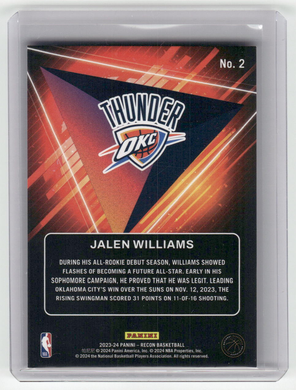 2023-24 JALEN WILLIAMS Future Legends Recon OKC #2