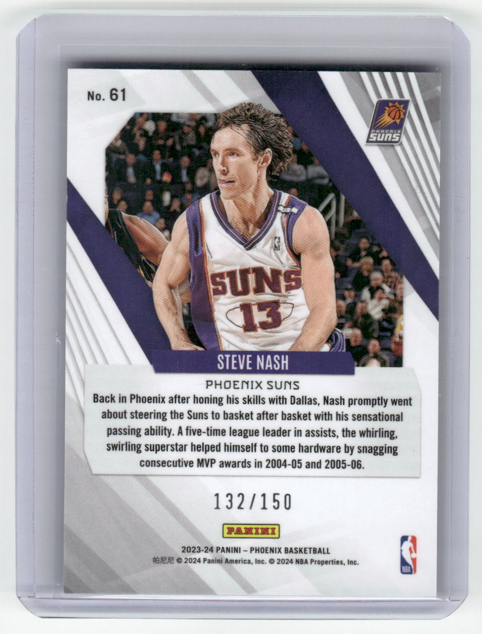 2023-24 STEVE NASH Purple 132/150 Phoenix Suns #61