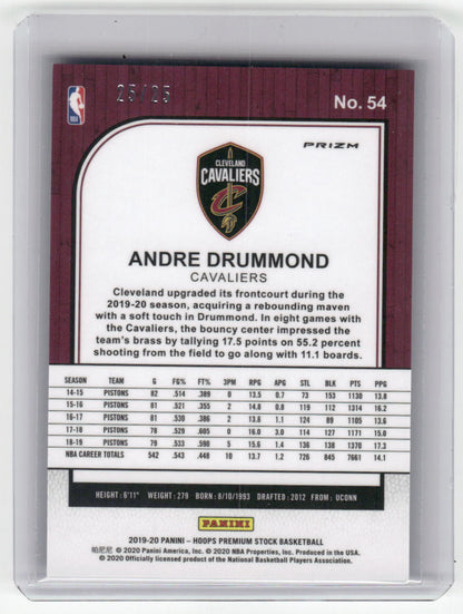 2019-20 ANDRE DRUMMOND Purple Cracked Ice 25/25 Hoops Cavs #54