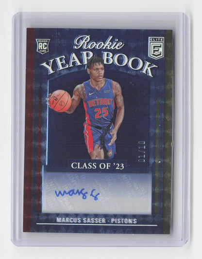 2023-24 MARCUS SASSER Rookie Yearbook Auto Gold 01/10 RC Elite Pistons