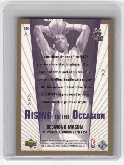 2001-2002 DESMOND MASON Rising To The Occasion 51/250 Upper Deck