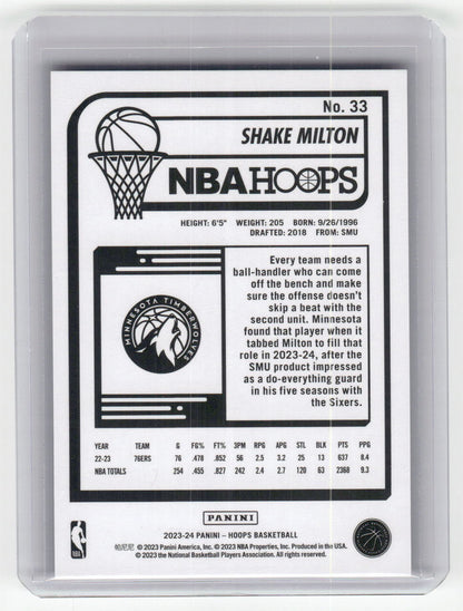 2023-2024 SHAKE MILTON Green 11/25 Hoops Int 76ers #33
