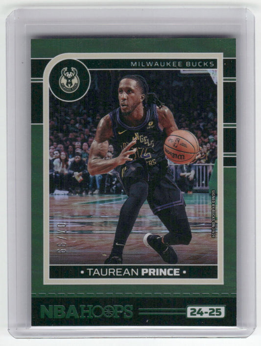 2024-25 TAUREAN PRINCE Green Foil 7/99 Hoops Bucks #7