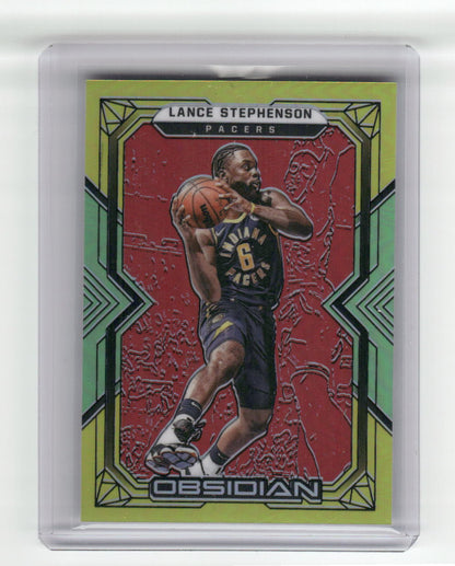 2021-22 LANCE STEPHENSON Electric Etch Red Yellow & Green Flood 44/99 #112