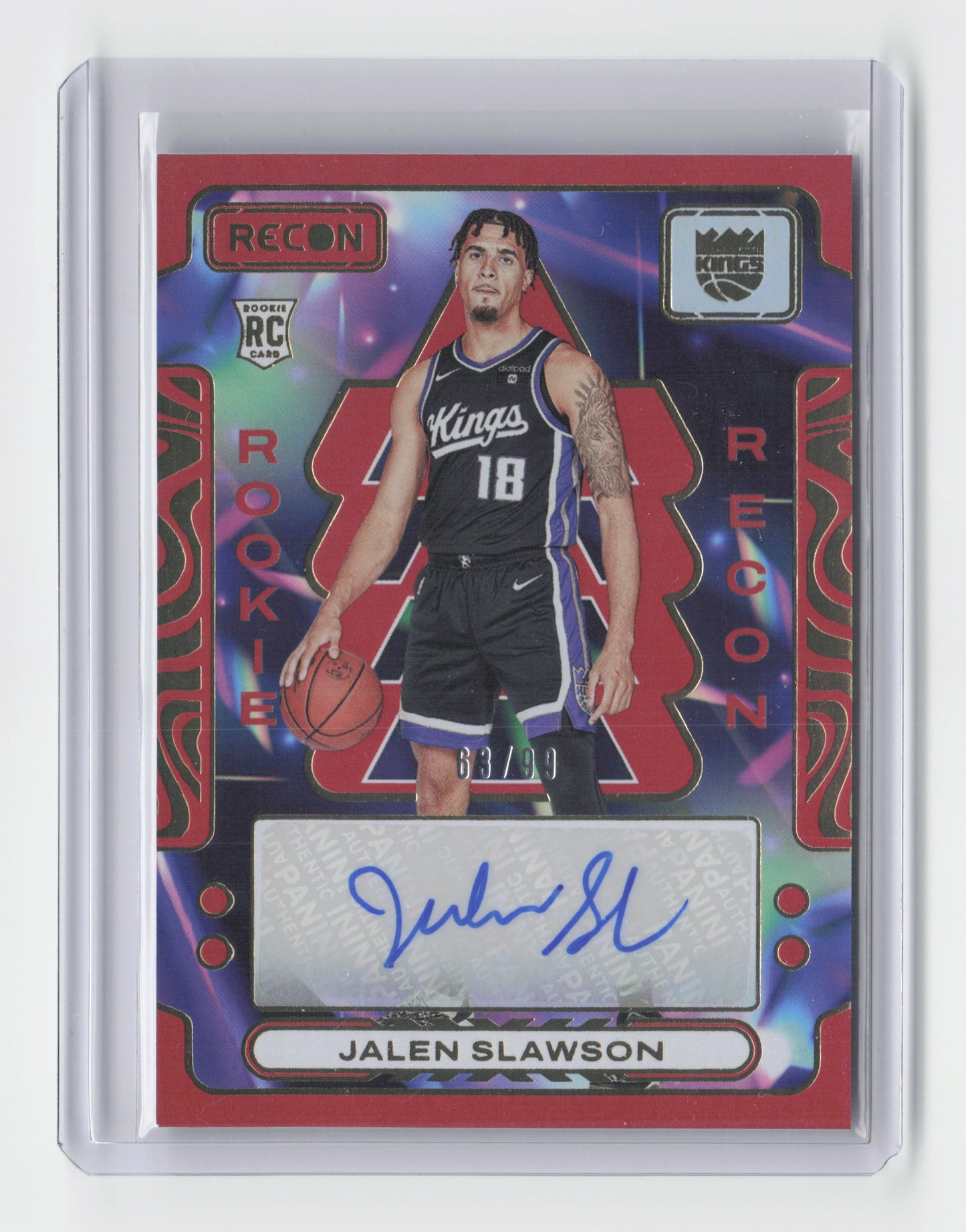 2023-24 JALEN SLAWSON RC Auto Red 63/99 Recon Kings