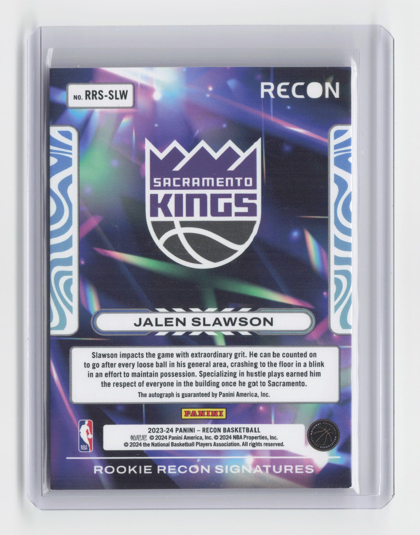 2023-24 JALEN SLAWSON RC Auto Red 63/99 Recon Kings