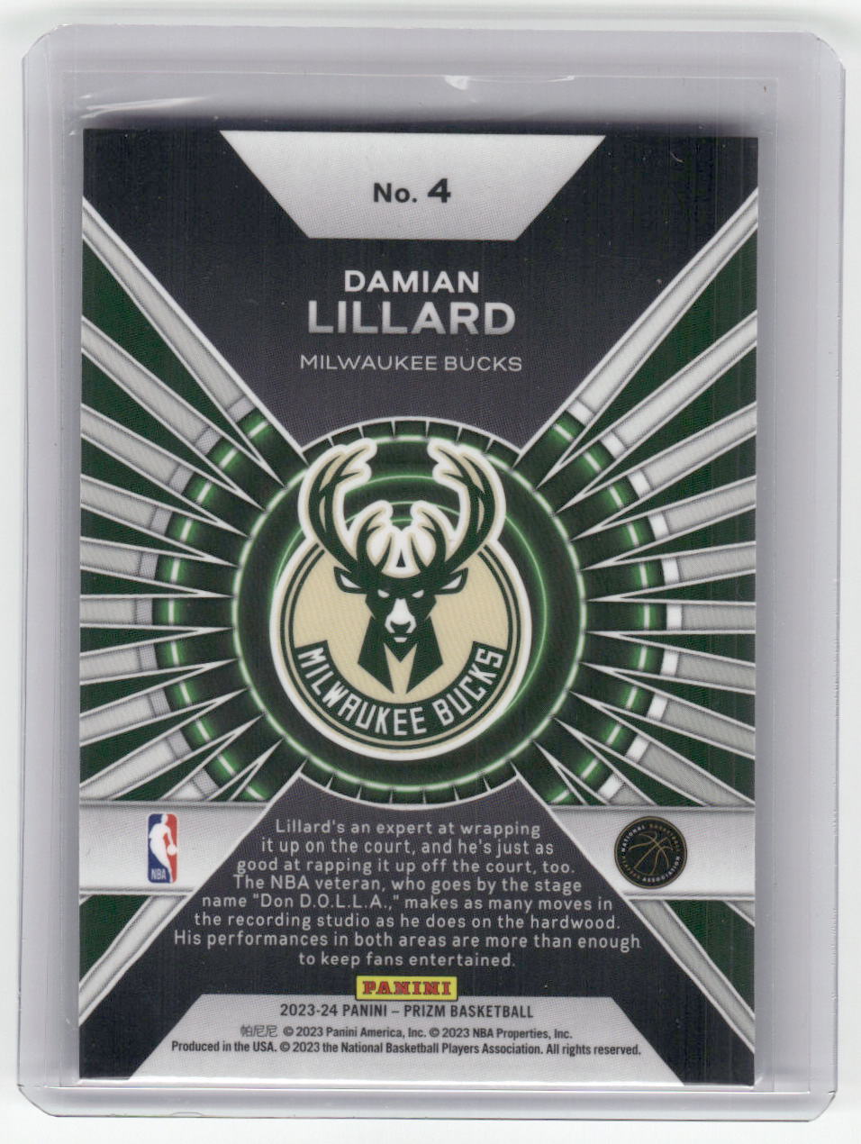 2023-24 DAMIEN LILLARD Dominance Prizm Buck #4