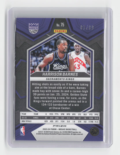 2023-24 HARRISON BARNES Purple Mosaic 87/99 Kings #75
