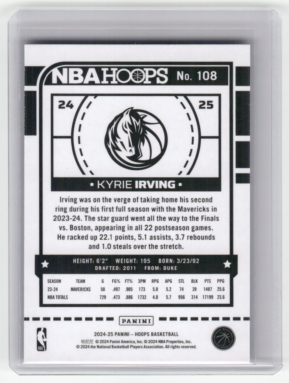 2024-25 KYRIE IRVING Sparkle Hoops Mavericks #108
