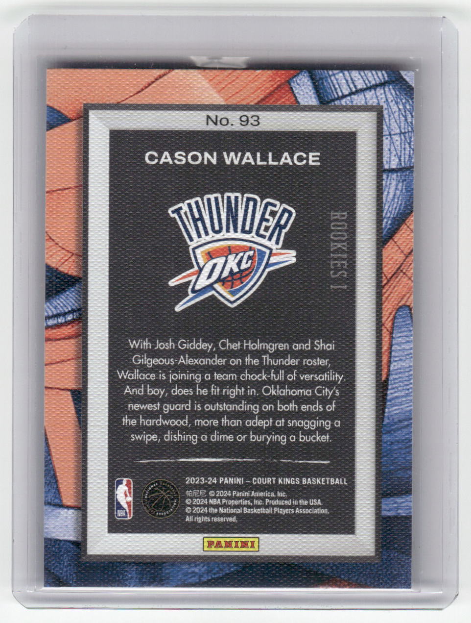 2022-23 CASON WALLACE Level 1 Rookie Court Kings OKC #93