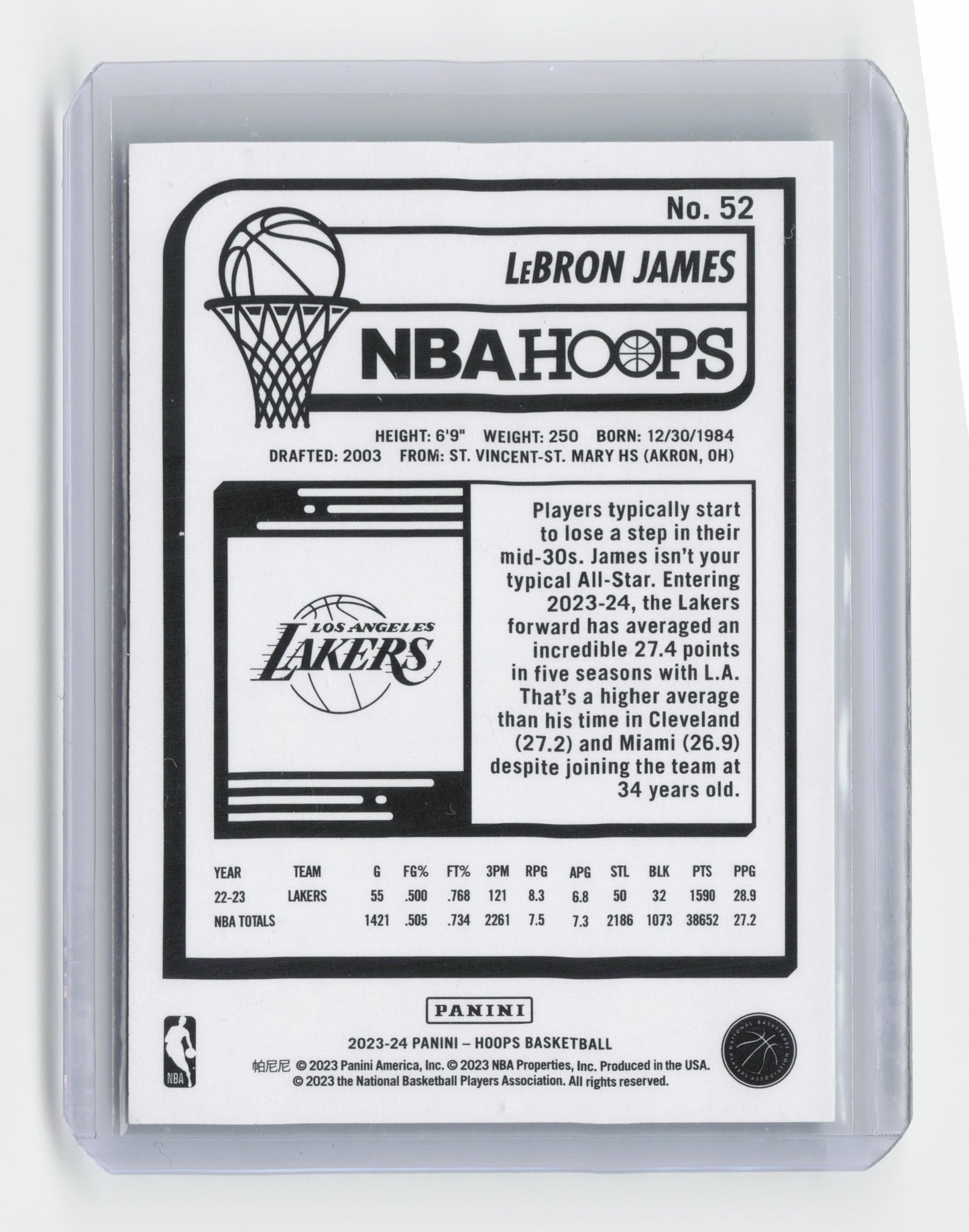 2023-24 LEBRON JAMES Neon Green Hoops Lakers #52