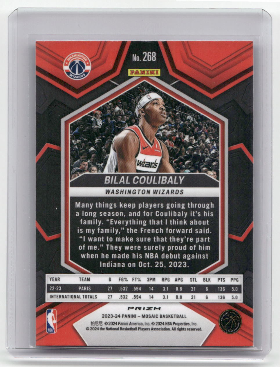 2023-24 BILAL COULIBALY NBA Debut Silver Mosaic Wizards #268
