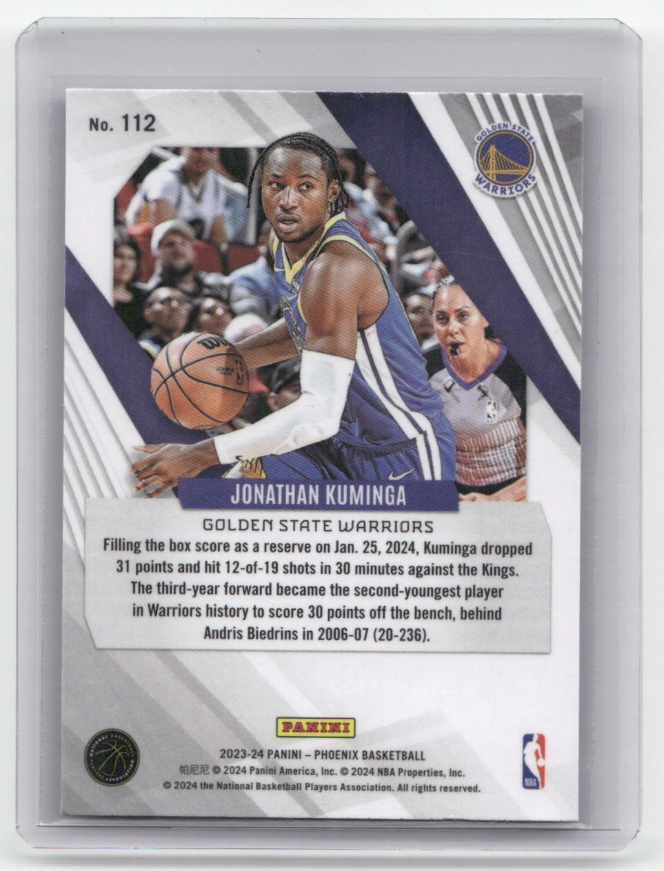 2023-24 JONATHAN KUMINGA Teal Lazer Phoenix Warriors #112