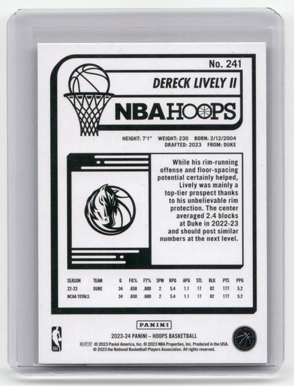 2023-24 DERICK LIVELY II Rookie Hoops Mavericks #241