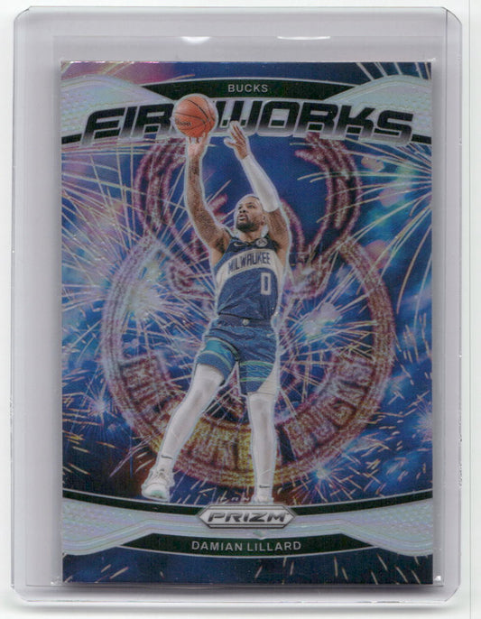 2024-25 DAMIAN LILLARD Fireworks Holo Prizm Bucks #8