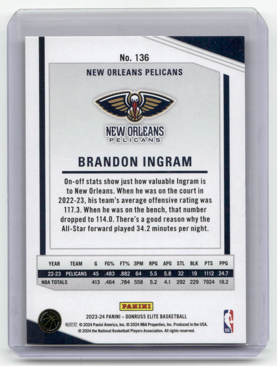 2023-24 BRANDON INGRAM Red 60/88 - Elite Pelicans #136