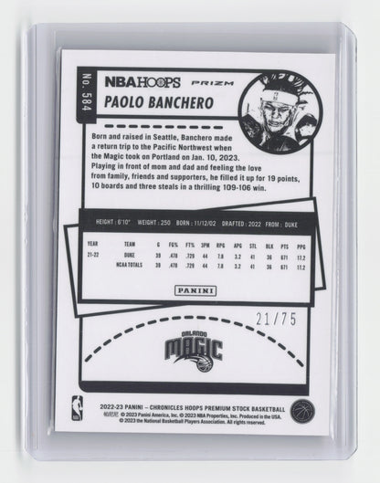 2022-23 PAOLO BANCHERO RC Orange 21/75 Hoops Magic #584