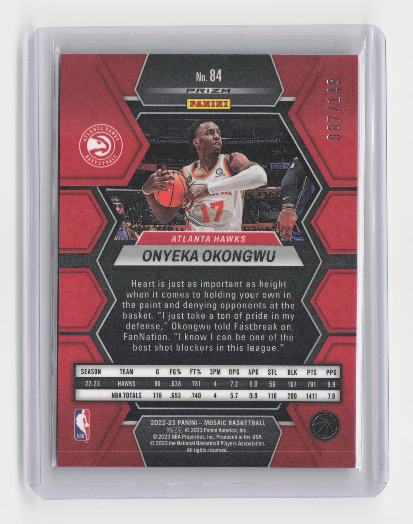 2022-23 ONYEKA OKONGWU Pink 087/149 Mosaic Hawks #84