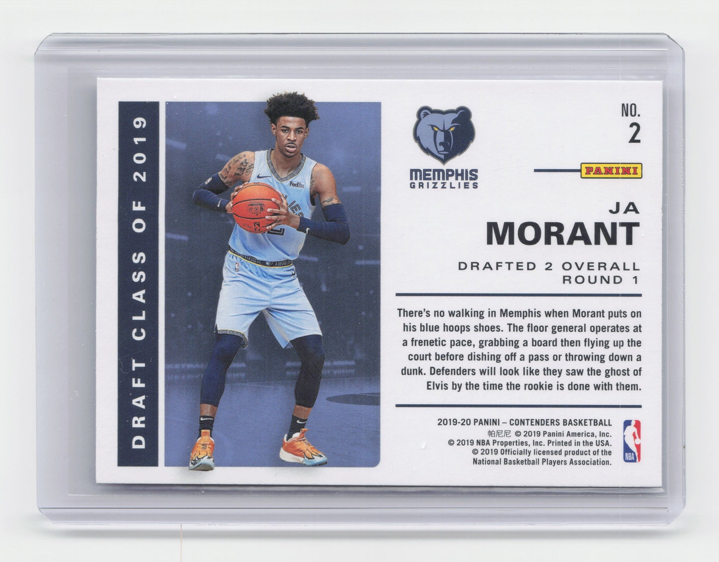2019-20 JA MORANT RC Rookie Draft Class Contenders Grizzlies #2