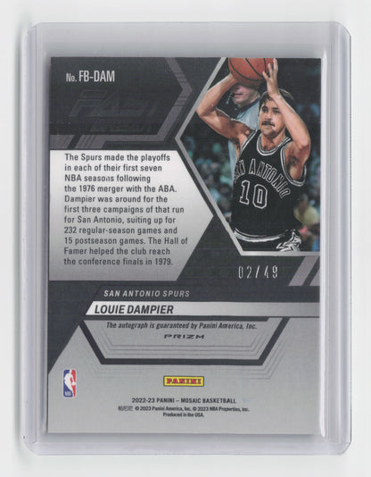 2022-23 LOUIE DAMPIER Fast Break Autographs Red 02/49 Mosaic Spurs #FB-DAM