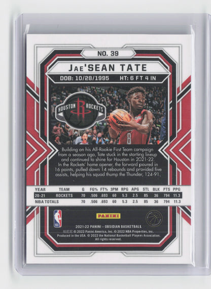 2021-22 JAE'SEAN TATE Base Obsidian Rockets #39
