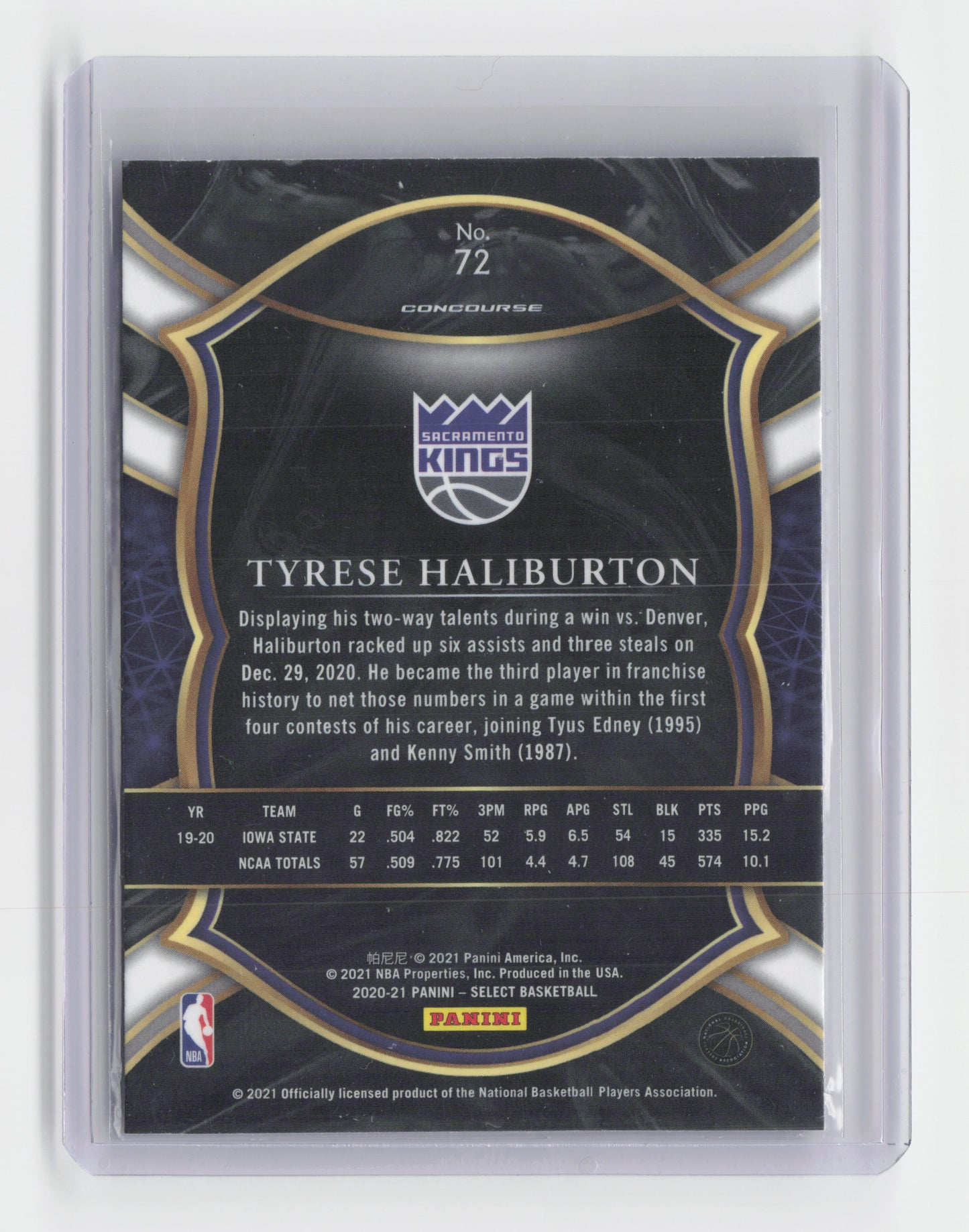 2020-21 TYRESE HALIBURTON Rookie Concourse Select Kings #72