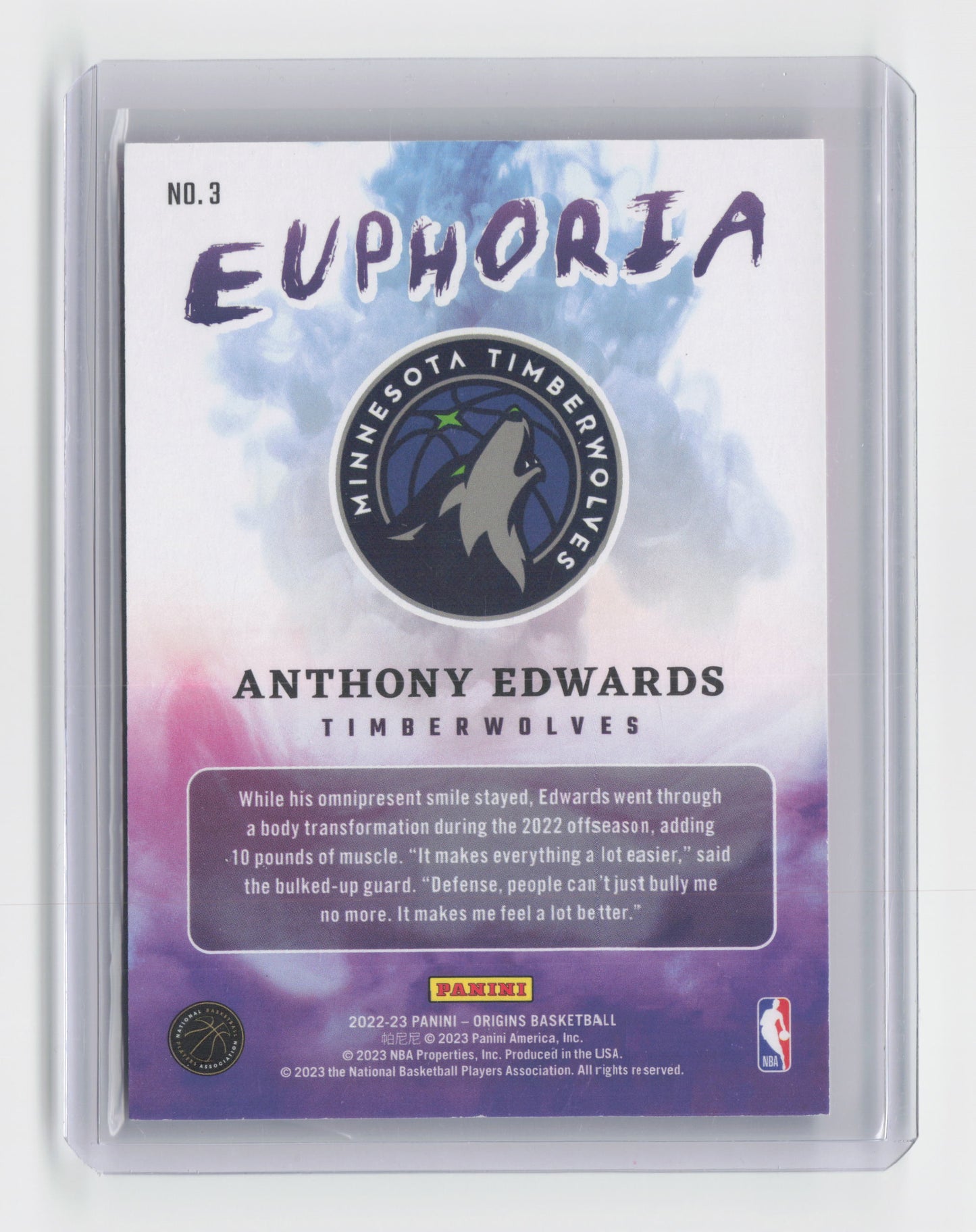 2023-24 ANTHONY EDWARDS Euphoria Pink 22/99 Origins Twolves #3
