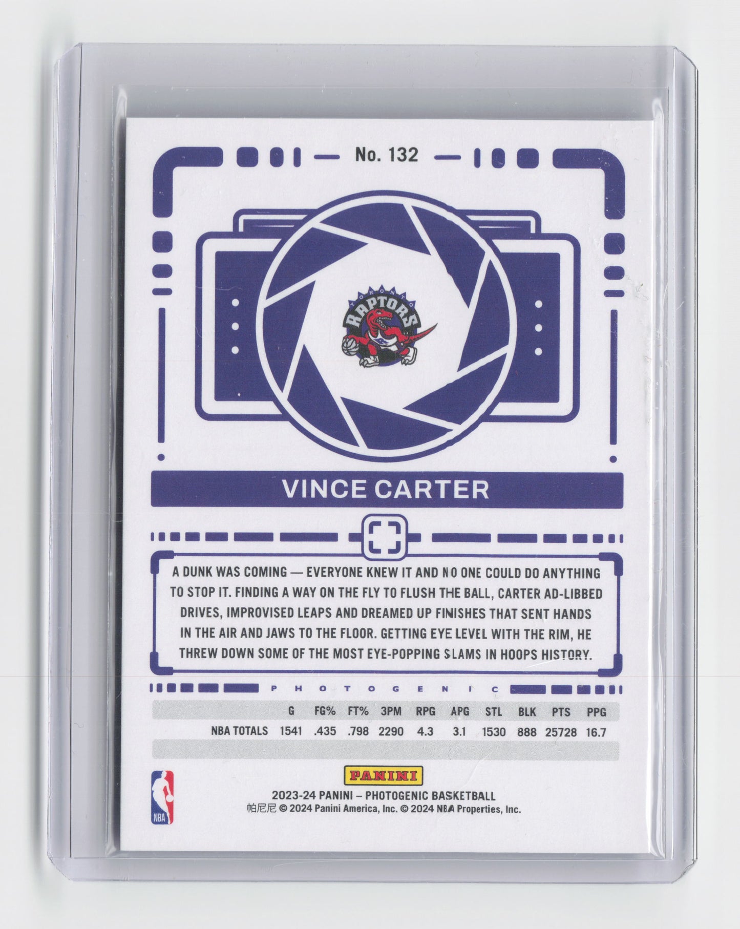 2023-24 VINCE CARTER Holo 70/99 Photogenic Raptors #132